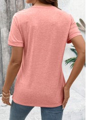 Pink Cut Out Short Sleeve Round Neck T Shirt | thumb picture 