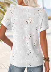 White Button Short Sleeve V Neck Blouse | thumb picture 