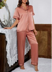 Dusty Pink Short Sleeve Lounge Top and Pants | thumb picture 
