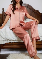 Dusty Pink Short Sleeve Lounge Top and Pants | thumb picture 