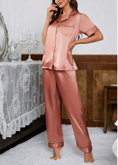 Dusty Pink Short Sleeve Lounge Top and Pants | thumb picture 