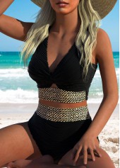 Jacquard High Waisted Black Bikini Set | thumb picture 