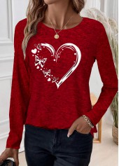 Plus Size Red Patchwork Heart Print T Shirt | thumb picture 