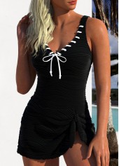 Jacquard Tie Black One Piece Swimdress | thumb picture 