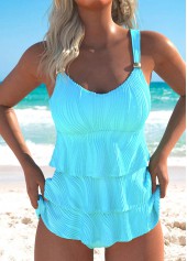 V Neck Cyan Color Tankini Set | thumb picture 