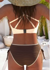 Ruched Light Camel V-Neck Bikini Set | thumb picture 
