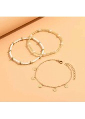 Golden Alloy Beaded Design Anklet Set | thumb picture 