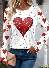 Plus Size White Valentine's Day Print T Shirt | thumb picture 