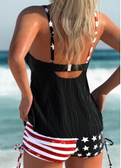 Button American Flag Black Tankini Set | thumb picture 