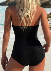 Criss Cross Animal Print Black One Piece Swimwear | thumb picture 