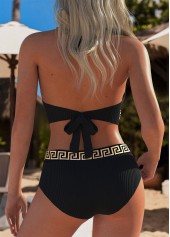 Tie Geometric Print Black Bikini Set | thumb picture 