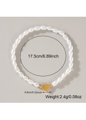 White Heart Design Pearl Bracelet Set | thumb picture 