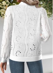 Plus Size White Jacquard Long Sleeve Track Jacket | thumb picture 