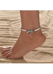 White Color Plastic Detail Elastic Anklet