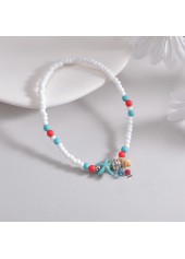 White Color Plastic Detail Elastic Anklet | thumb picture 
