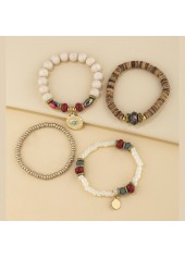 Light Camel Round Alloy Beaded Bracelet Set | thumb picture 