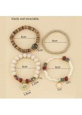 Light Camel Round Alloy Beaded Bracelet Set | thumb picture 