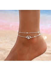 Silver Heart Design Alloy Layered Anklet