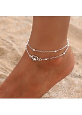 Silver Heart Design Alloy Layered Anklet | thumb picture 