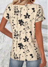 Beige Plants Print Short Sleeve Round Neck T Shirt | thumb picture 