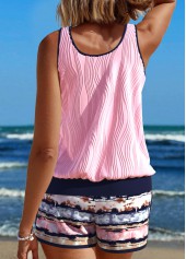 Tie Striped Pink Scoop Neck Tankini Set | thumb picture 