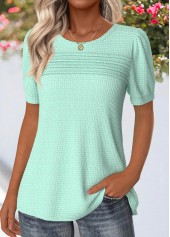 Mint Green Tuck Stitch Short Sleeve T Shirt | thumb picture 