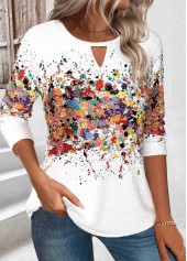 White Cut Out Ombre Long Sleeve T Shirt | thumb picture 