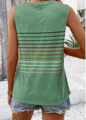 Green Striped Sleeveless V Neck Tank Top | thumb picture 