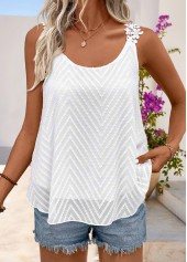 White Embroidery Strappy Scoop Neck Camisole Top