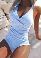 Jacquard Detail Blue One Piece Swimwear | thumb picture 