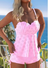 Jacquard Mid Waisted Light Pink Tankini Set | thumb picture 
