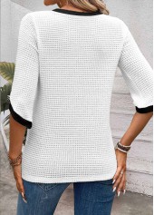 White Jacquard Half Sleeve Round Neck T Shirt | thumb picture 