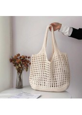 Beige Polyester Material Open Shoulder Bag