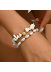 White Color Imitation Pearl Detail Bracelet