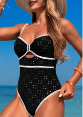 Contrast Binding Cut Out Black One Piece Swimwear | thumb picture 