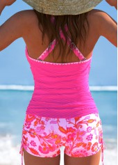 Criss Cross Paisley Print Hot Pink Tankini Set | thumb picture 
