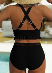 Frill Black V Neck Bikini Set | thumb picture 