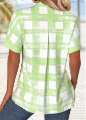 Light Green Button Plaid Short Sleeve Shirt | thumb picture 