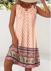 Multi Color Tummy Coverage Tribal Print Sleeveless Dress | thumb picture 