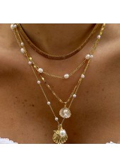 Layered Golden Shell Alloy Necklaces Set
