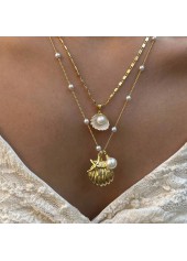 Layered Golden Shell Alloy Necklaces Set | thumb picture 