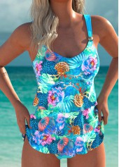 Lightweight Marine Life Print Cyan Tankini Set | thumb picture 