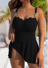 Jacquard Detail Black One Piece Swimdress | thumb picture 