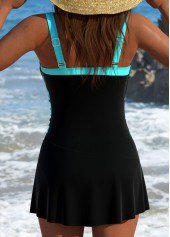 Drawstring Ombre Cyan One Piece Swimdress | thumb picture 