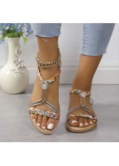 Beige Rubber Detail Open Toe Falt