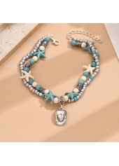 Mint Green Alloy Beaded Design Anklets Set | thumb picture 