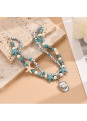 Mint Green Alloy Beaded Design Anklets Set | thumb picture 