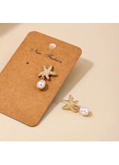 Golden Starfish Alloy Pearl Design Earrings | thumb picture 