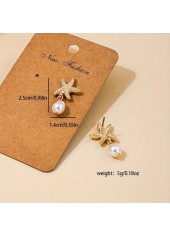 Golden Starfish Alloy Pearl Design Earrings | thumb picture 