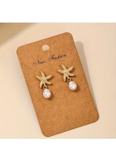 Golden Starfish Alloy Pearl Design Earrings | thumb picture 